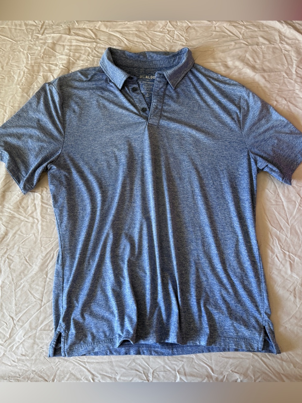Men's Blue Polo with Shirt-Style Collar